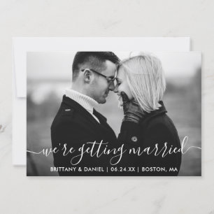 Save The Date Modern Getting Married Photo noir et blanc