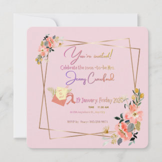 Save The Date Modern Gold Frame | Custom Bride-to-Be Invite