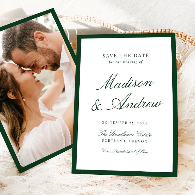 Save The Date Modern Green Border Photo Wedding (Créateur téléchargé)