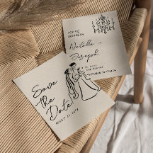 Modern Hand Written Drawn Couple Wedding Fun
