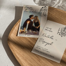 Modern Hand Written Drawn Couple Wedding Fun Photo