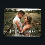 save the date  modern handwriting wedding photo magnet<br><div class="desc">elegant save the date modern calligraphy wedding photo magnet, custom.</div>