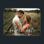 save the date  modern handwriting wedding photo magnet<br><div class="desc">elegant save the date modern calligraphy wedding photo magnet, custom.</div>