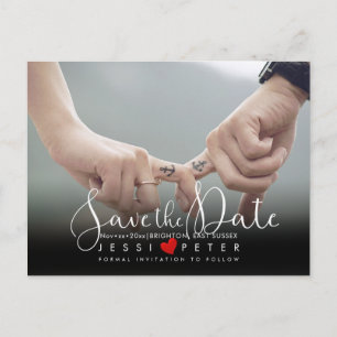 Save the Date, Modern Handwritten Script, Heart Postcard