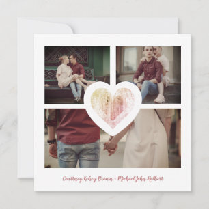 Save The Date Modern Heart 3 Photos Fiançailles Couple Session