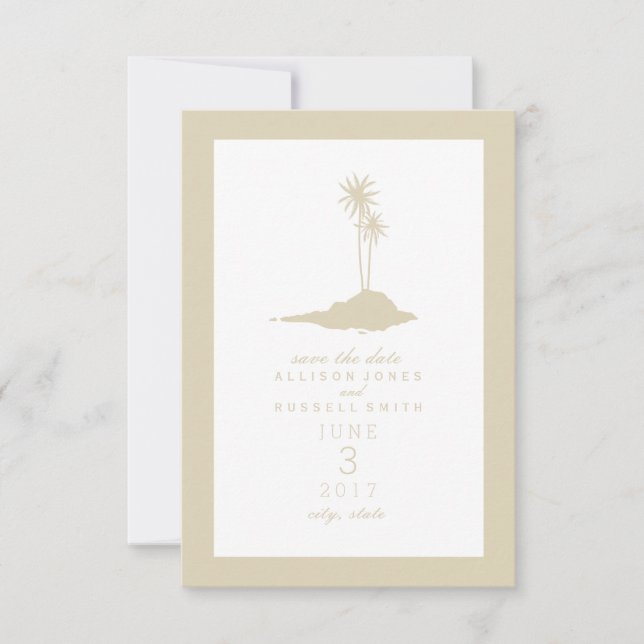Save The Date Modern Island Beach Mariage Économisez La Date - S (Devant)