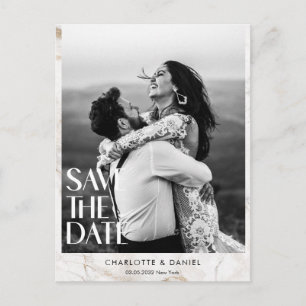 Save the Date! Modern Marble 1 Photo  Postcard