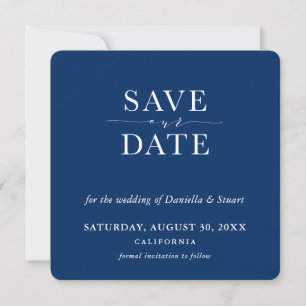 SAVE THE DATE modern minimal elegant navy white Invitation
