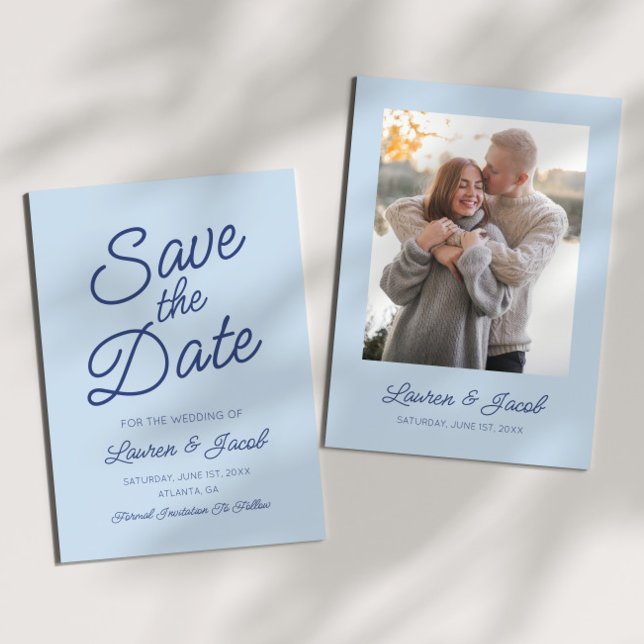Save The Date Modern Minimal Minimalist Blue Wedding (Créateur téléchargé)