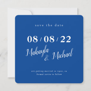 SAVE THE DATE modern minimal simple royal blue Invitation