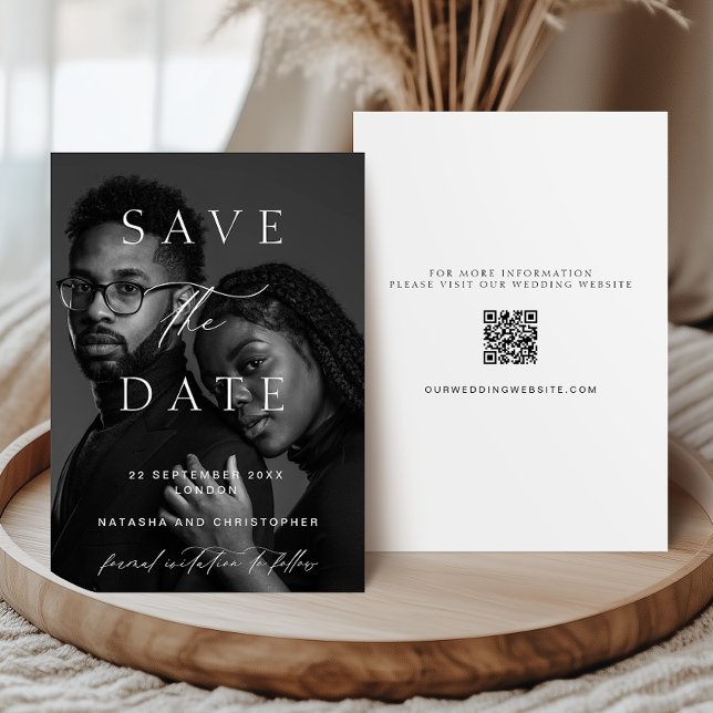 Save The Date Modern Minimalist Photo Overlay QR Code Wedding (Créateur téléchargé)