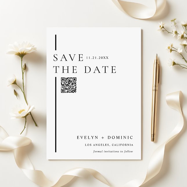 Save The Date Modern Minimalist QR Code Wedding Website (Créateur téléchargé)