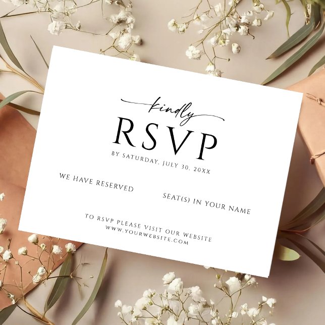 Save The Date Modern Minimalist RSVP Card with Kindly Script (Créateur téléchargé)