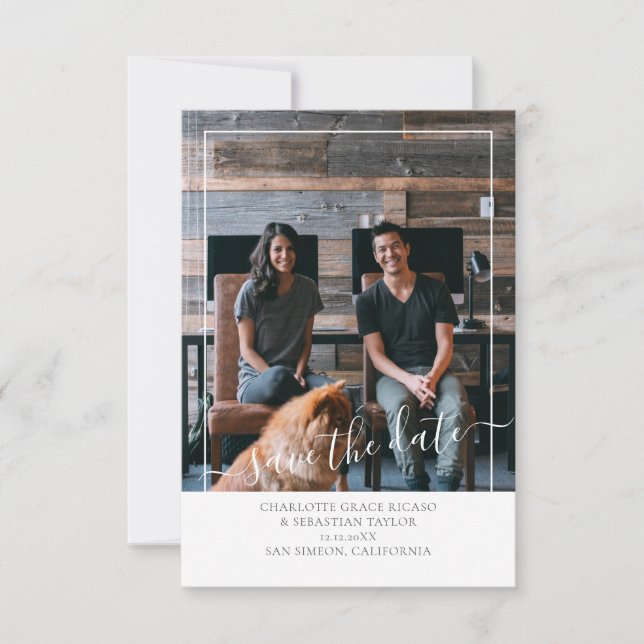 Save The Date Modern Personalized Grey White Announcement (Front)