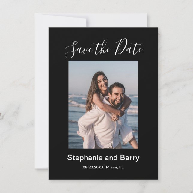 Save The Date Modern Photo Black (Devant)