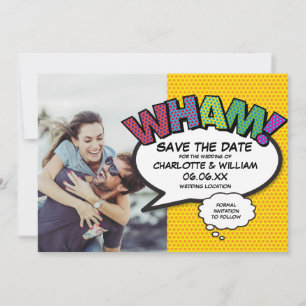 Save The Date Modern Photo Colorful WHAM Comic Book