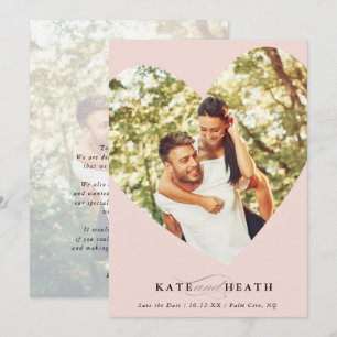 SAVE THE DATE modern photo cute heart blush pink Invitation