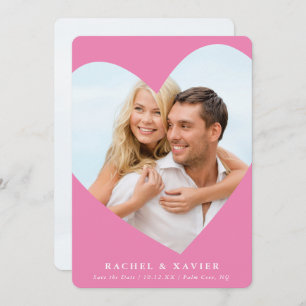 SAVE THE DATE modern photo cute heart frame pink Invitation