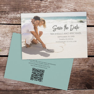 Save The Date Modern Photo Elegant Enregistrer la date Script QR