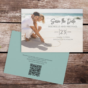 Save The Date Modern Photo Elegant Enregistrer la date Script QR