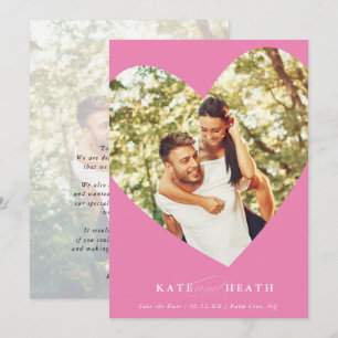 SAVE THE DATE modern photo elegant heart pink Invitation