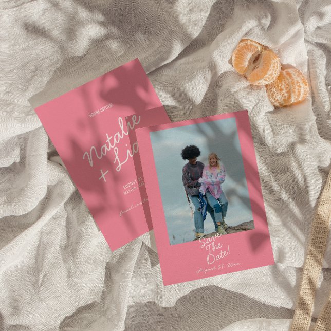 Save The Date Modern Pink Whimsical Summer Fun Photo Wedding (Créateur téléchargé)