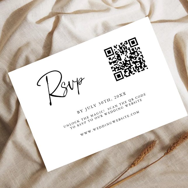 Save The Date Modern QR Code RSVP Card | Fine Line Script (Créateur téléchargé)