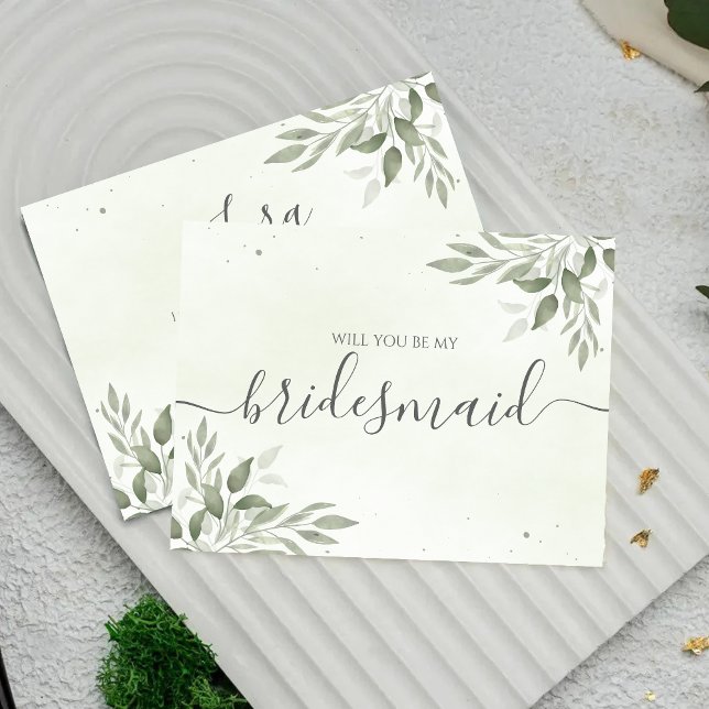 Save The Date Modern Sage Greenery Bridesmaid Proposal Card (Créateur téléchargé)