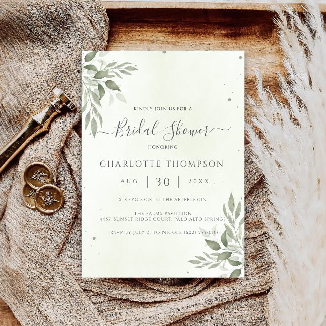 Save The Date Modern Sage Greenery Chic Bridal Shower Card (Créateur téléchargé)