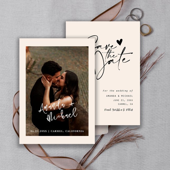 Save The Date Modern Script Wedding Photo (Créateur téléchargé)