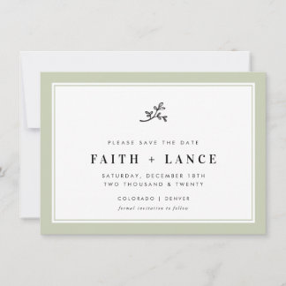 SAVE THE DATE modern sprig simple sage green