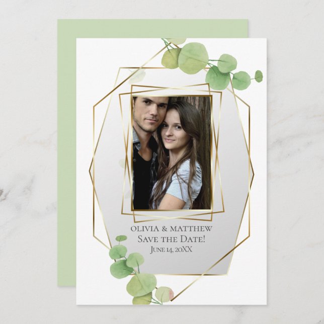 Save the Date | Modern Springtime Eucalyptus Invitation (Front/Back)