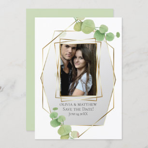 Save the Date Modern Springtime Eucalyptus Invitation