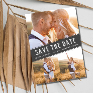Save The Date Modern Three Photo Collage Mariage Enregistrer la