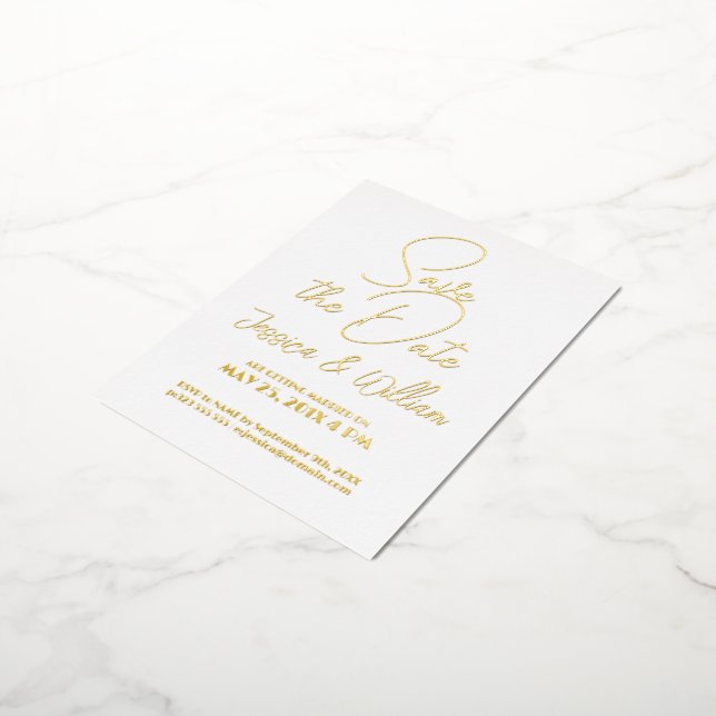 Save the Date Modern Typography Design Foil Invitation Postcard (Rotated)