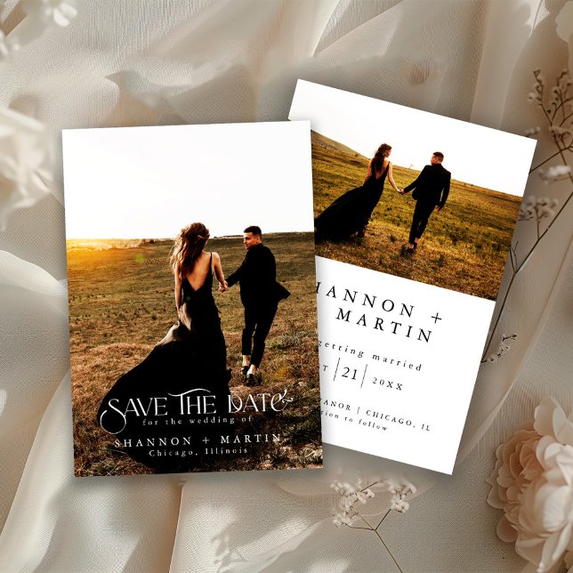 Save The Date Modern Wedding Full Photo Typography Script (Créateur téléchargé)