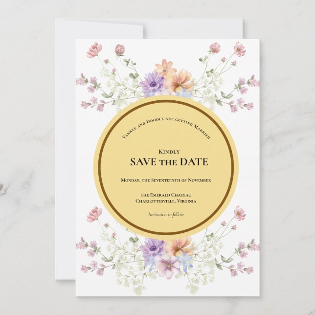 Save The Date Modern wildflowers spring wedding (Devant)