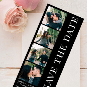 Save The Date Moderne 4 photos signet noir mariage