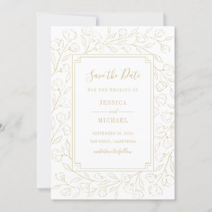 Save The Date Moderne Blanc Élégant Simple Mariage Floral