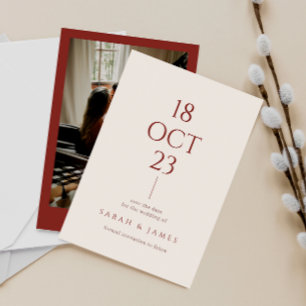 Save The Date Moderne Burnt Orange Typographie Mariage photo