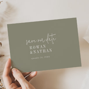 Save The Date Moderne Chic Mariage Vert Sage