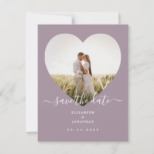 Save The Date Moderne Chic Rustique Lavande Mariage Coeur Photo