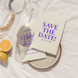 Save The Date Moderne coloré brillant Gras rétro Mariage unique