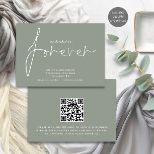 Save The Date Moderne Décidé Sur Forever QR Code Sage Green