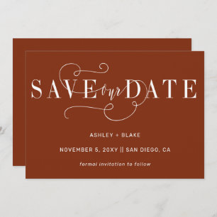 Save The Date Moderne Design Rust Simple Calligraphie manuscrite