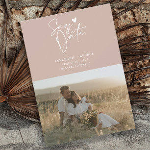 Save The Date Moderne Dusty rose Calligraphie Script Photo