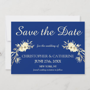 Save The Date Moderne Elegant Classic Blue Enregistrer le Mariag