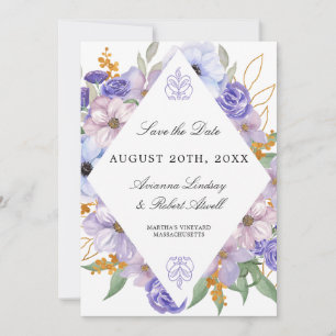 Save The Date Moderne Élégant Dusty Purple Floral Enregistrer La