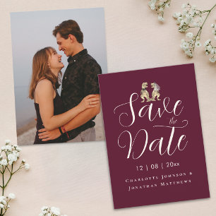 Save The Date Moderne Élégant Écriture Photo Drôle Mariage Dinos