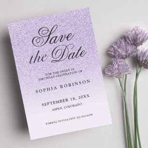Save The Date Moderne Elégant violet Enregistrer la Date Sweet 1